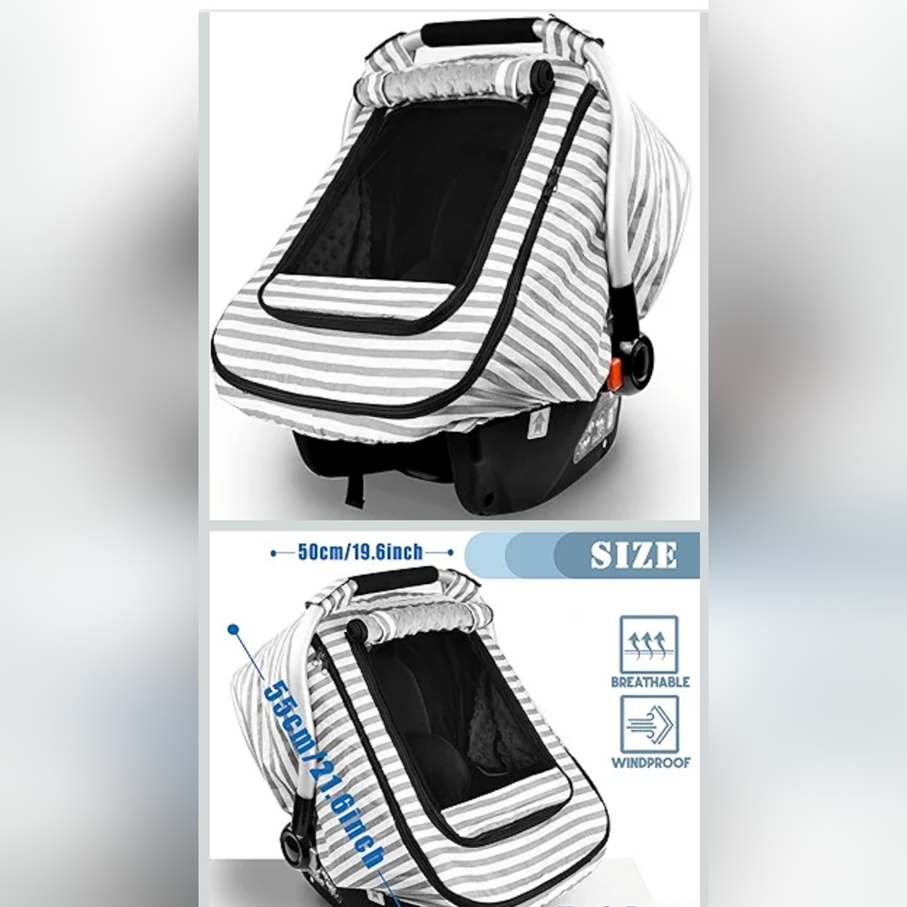 Gray and White Striped Car Seat Cover